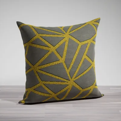 Produktbild von Kissen von Lysel® - gelb-grau Nioni 48x48cm, synthetisches Mischgewebe Dekokissen #1W