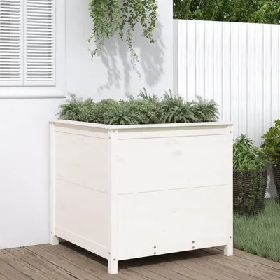 Image de Maison Exclusive - Bac à plantes blanc 82,5 x 82,5 x 78 cm Bois massif Pin