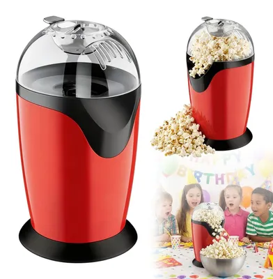 Heißluft-Popcornmaschine, ölfrei, 1,5 l, schwarz/rot, 200 g