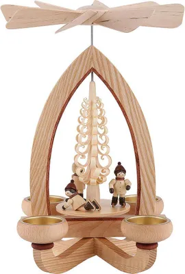 Produktbild von 1-stöckige Pyramide Eisläufer - natur (28cm) von Heinz Lorenz Pyramiden