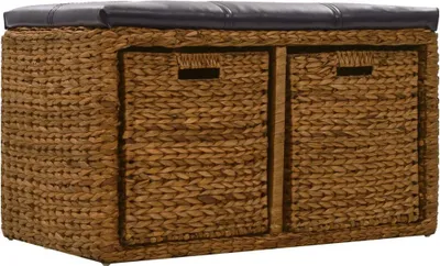 Obrázok produktu pre vidaXL Lavička s 2 košíkmi Morská tráva 71 × 40 × 42 cm Hnedá