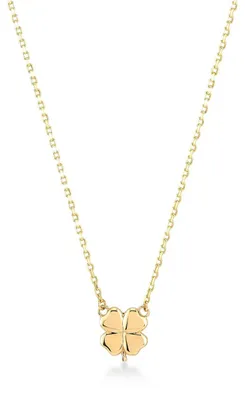 Produktbild von SuzanGold® Luckyshine Goldkette Damen | Halskette Damen Gold mit Kleeblatt Anhänger | 375 Echtgold | Handgefertigtes Design | Eleganter Gold Schmuck | Wasserfest & hypoallergen