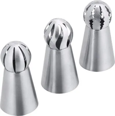 Produktbild von LATRAT 3-teiliges Set Spritztüllen, Russische Set aus Edelstahl, Spritztüllen, Set aus Edelstahl, zum Dekorieren von Torten, Cupcakes, Churros, Sahne, Keksen, Gebäck