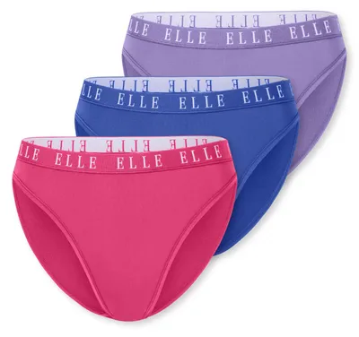 Produktbild von ELLE Slip 3-Pack High Leg - ELLE LOGO - Lilac, royal blue, hot pink - Größe L