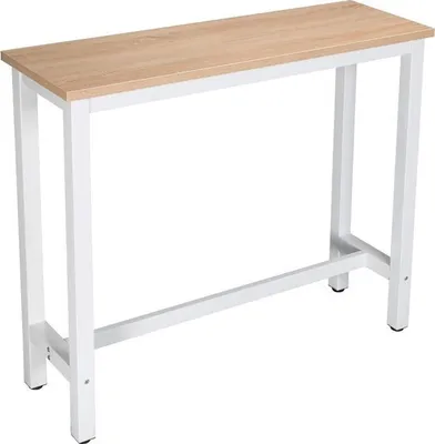 Produktbild von WOLTU BT17hei+BH237hei-2 1 x Bartisch + 2 x Barhocker Esstisch Bistrotisch Bartheke Metallgestell MDF Eiche hell 120 x 40 x 100 cm (B x T x H)