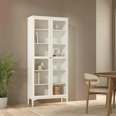 Immagine prodotto di Dmora Vetrina Wutip 36.25x88.7x202.8h cm Bianco, 2 Ante Apertura Battente