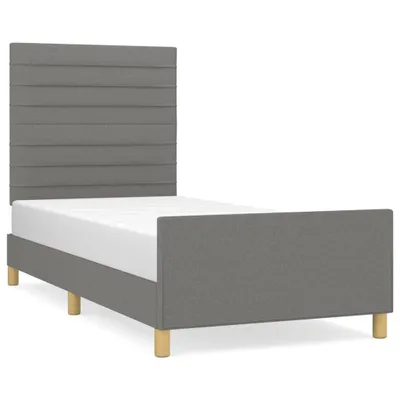 Image de vidaXL Cadre de lit sans matelas gris foncé 90x190 cm Tissu