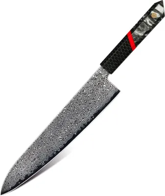 Produktbild von Damast Küchenmesser Zankuro - Professionelles Chefmesser in Schwarz/Rot KP37455