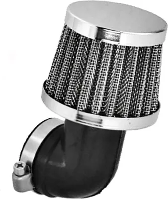 Produktbild von Luftfilter Sportluftfilter, Tuning 35mm, 90° Biegung, Stahlgewebe, Chromdeckel für Motorrad, Roller