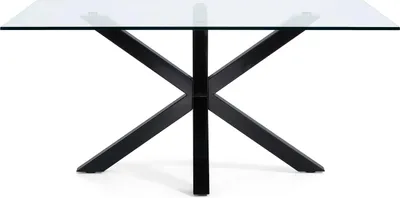 Produktbild von Tisch Argo 180 x 100 cm mit Glasplatte und schwarzen Stahlbeinen