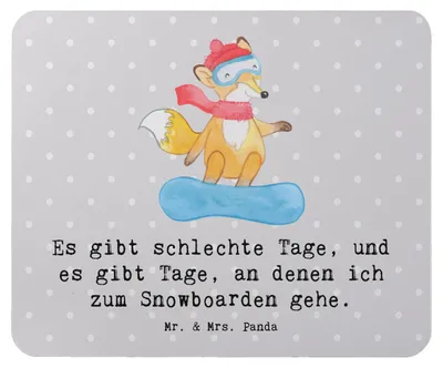 Produktbild von Mr. & Mrs. Panda Mauspad Hase Snowboarden - Grau Pastell - Geschenk, laptop, pc mousepad, Mouse Pad, mousematte, Snowboard, Wintersport, Snowboardschule, Winterurlaub