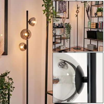 Produktbild von Garaguso Stehlampe aus Metall/Glas in Schwarz/Rauchfarben/Klar