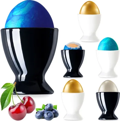 Produktbild von PLATINUX Schwarze & Weiße Eierbecher aus Glas Set 6-Teilig Eierständer Eierhalter Frühstück Brunch Egg-Cup Likörgläser