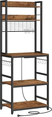 Produktbild von Küchenregal - Standregal - Mit Steckdosen - 14 Haken - 40x60x170 cm - Dunkelkhaki