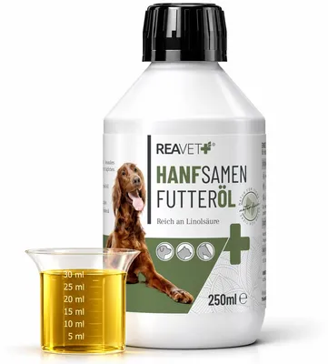Produktbild von REAVET Hanfsamenöl 250ml kaltgepresst für Hunde, Katzen & Pferde Naturprodukt Ohne Zusätze