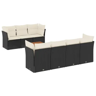 Produktbild von 8-tlg. Garten-Sofagarnitur mit Kissen Schwarz Poly Rattan