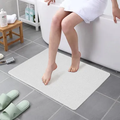 Produktbild von Duschmatte rutschfest 80x60cm PVC-Luffa Weiß Schnelltrocknend