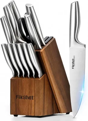 Imagen del producto de Bloque de cuchillos con cuchillos, juego de cuchillos de cocina con afilador