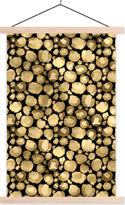 Produktbild von MuchoWow® Textilposter Muster - Pantherdruck - Gold 40x60 cm mit holzfarbenen Rahmen - Poster