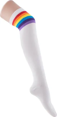 Produktbild von Overknees Kniestrümpfe "Einhorn" mit Regenbogen | Weiß Bunt