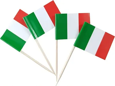 Immagine prodotto di 100 bastoncini decorativi con bandierine dei paesi del mondo per feste di compleanno fai da te, colore: Italia