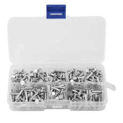 Obrázok produktu pre 400 ks hliníkových nitov M3 s plochou hlavou, plné nity s plochou hlavou, dĺžka 4 mm – 16 mm