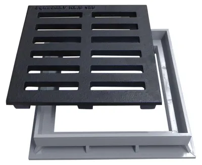 Produktbild von Marley Einlaufrost Gussrost + Rahmen 20x20cm Einlaufschacht Gully Hofablauf befahrbar