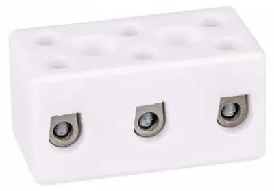 Image de CPO-10A-3P Borne à vis en porcelaine 6MM2, 3 pôles, blanc