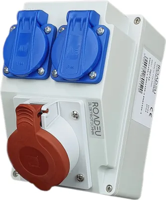 Produktbild von CEE Steckdose 16A und 2x Schuko Verteiler - Steckdosenverteiler - Stromverteiler 16A, IP44 Für den Innen- und Außeneinsatz Baustromverteiler 16A.