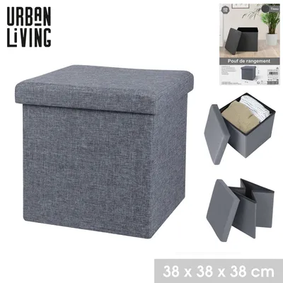 Produktbild von Urban Living Sitzhocker Sitzwürfel Aufbewahrungsbox Tissu 53275 Grau