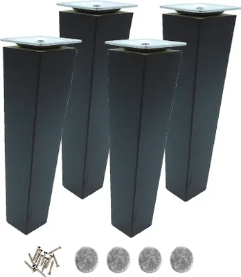 Produktbild von Möbelfuß Buche 20 cm schwarz lackiert – Set 4x mit Montageset