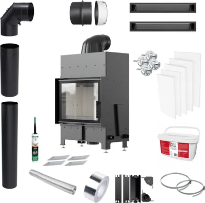 Immagine prodotto di Inserto per caminetto KRATKI FLOKI S PF Potenza 8 kW KOMPLETTEINBAUSET Ø 160
