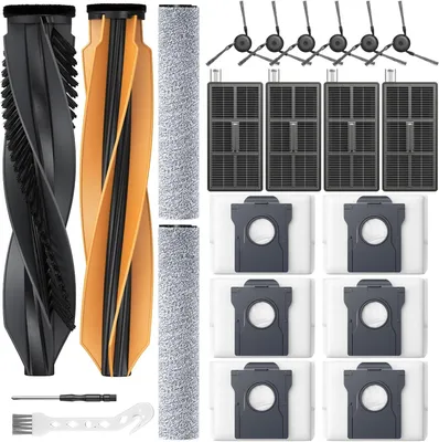 Produktbild von 22 Stück Aqua 10 Ultra Zubehör für Dreame Aqua10 Ultra Roller Complete Saugroboter, 2 Hauptbürste,2 Rollenwischer,6 Staubbeutel, 4 HEPA-Filter,6 Seitenbürsten,1 Reinigungswerkzeug,1 Schraubendreher