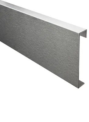 Produktbild von Sockelleiste Edelstahl Fußbodenleisten V2A L250cm 60mm silber gebürstet Profil 2,5m