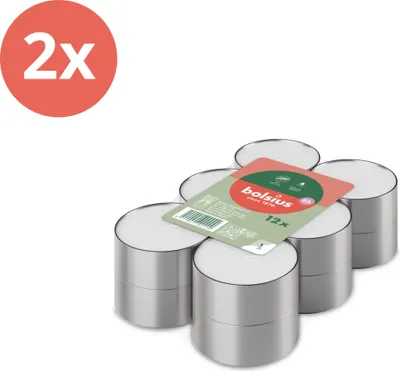 Produktbild von Bolsius - Maxi - Teelichter - 12 Stück pro Packung -BRickpack - Vorteilspack - 24 Stücke - 2 Verpackung