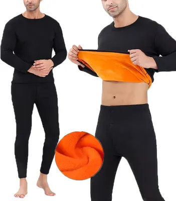 Produktbild von ASKSA Thermounterwäsche Herren Innenfleece Set Atmungsaktiv Weich Unterwäsche Thermobekleidung, Schwarz, 3XL