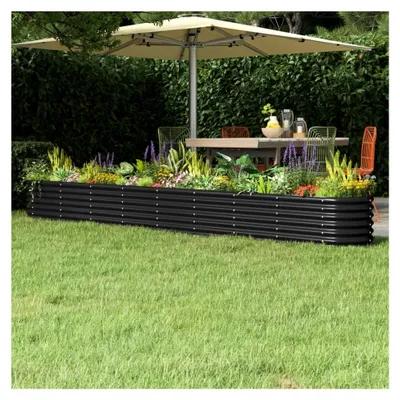 Produktbild von Hochbeet aus pulverbeschichtetem Stahl, witterungsbeständig, robust, für Garten, Balkon, Terrasse, Grün, 332 x 40 x 36 cm