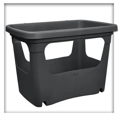 Produktbild von elho Green Basics Stack & Grow schwarz Pflanzkübel kleines Hochbeet für Balkon und Terrasse stapelbar 1 Stück