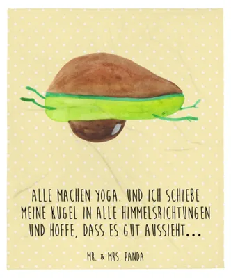 Produktbild von Mr. & Mrs. Panda Kuscheldecke Avocado Yoga - Gelb Pastell - Geschenk, Bettüberwurf, Decke, Hilfe, Sofaüberwurf, Gesund, Bettdecke, Unsportlich, Haha, Tagesdecke, Bauch