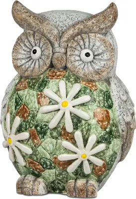 Produktbild von Garten Figur Eule MOSAIK FLOWER H. 31cm grau grün aus Magnesia Formano WA