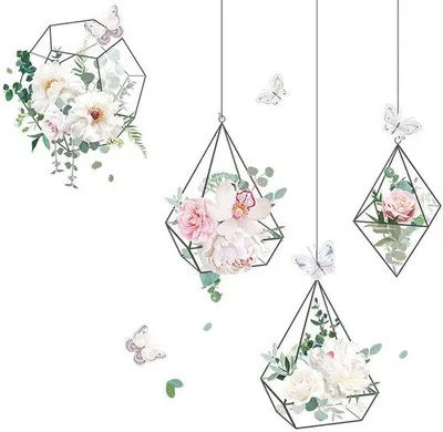 Produktbild von Unyqoos® Wandsticker mit hängenden Blumen & Pflanzen, dekoratives Wandtattoo aus wasserfestem PVC, ablösbar, für Wohnzimmer & Schlafzimmer