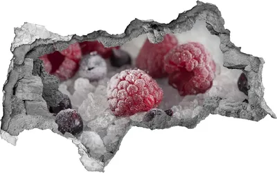 Produktbild von Selbstklebender Loch-3D-Aufkleber 95x73 cm gefrorene Erdbeeren