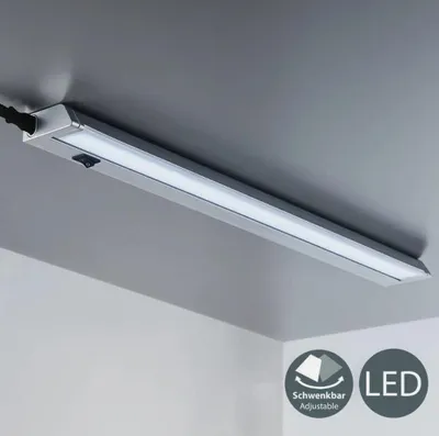 Produktbild von LED Leiste mit Ein-Ausschalter, neutralweiße Lichtfarbe, schwenkbar, Unterbauleuchte Küche, LED Lichtleiste Küche, Schrankbeleuchtung, 54,7x6,1x2,4cm