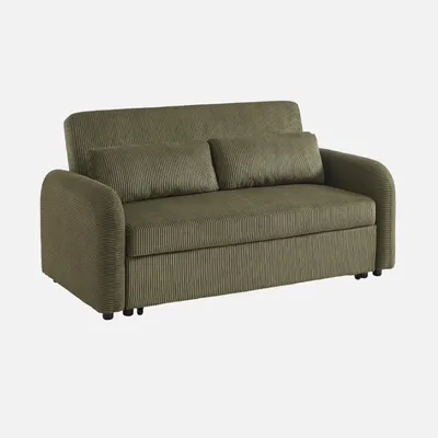 Immagine prodotto di sweeek - Divano letto a 2 posti con rivestimento in velluto a coste - Khaki