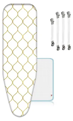 Imagen del producto de Funda para tabla de planchar de 144 x 52 cm con clips y paño para planchar