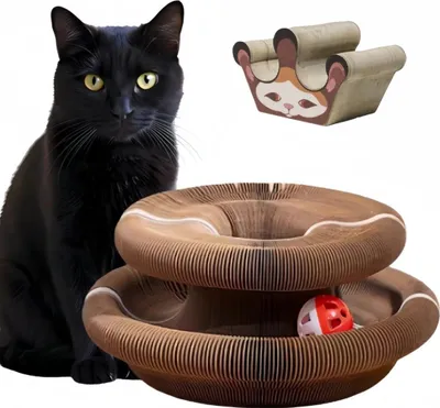 Produktbild von INF Akkordeon Katzenkratzbaum mit Glöckchen - Interaktives Katzenspielzeug
