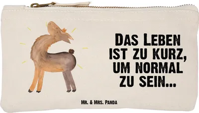 Produktbild von Mr. & Mrs. Panda Mäppchen Lama Stolz Größe S Klein - Weiß - Geschenk, Pouch, Familie, Stiftemäppchen, Stifteetui, Etui, Family, beauty case, Lamas, Kulturtasche, Freundin