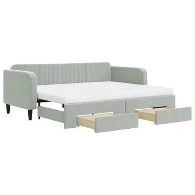 Obrázek produktu pro vidaXL Rozkládací postel se zásuvkami Světle šedá 90x200 cm Velvet