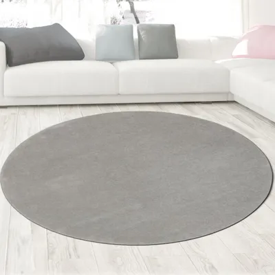 Obrázek produktu pro Koberec stříbrný moderní hladký elegantní nadčasový stylový velikost - 200 cm kulatý
