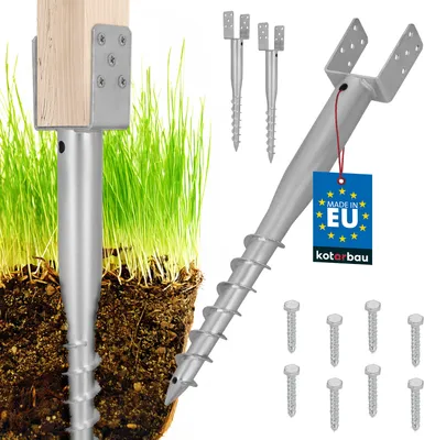 Immagine prodotto di KOTARBAU® 2 pz. Supporto per palo a U da avvitare 100x720 mm in acciaio zincato manicotto drive-in manicotto a terra base del palo bullone a U ancoraggio a terra ancoraggio a picchetto palo in legno recinzione padiglione recinzione giardino